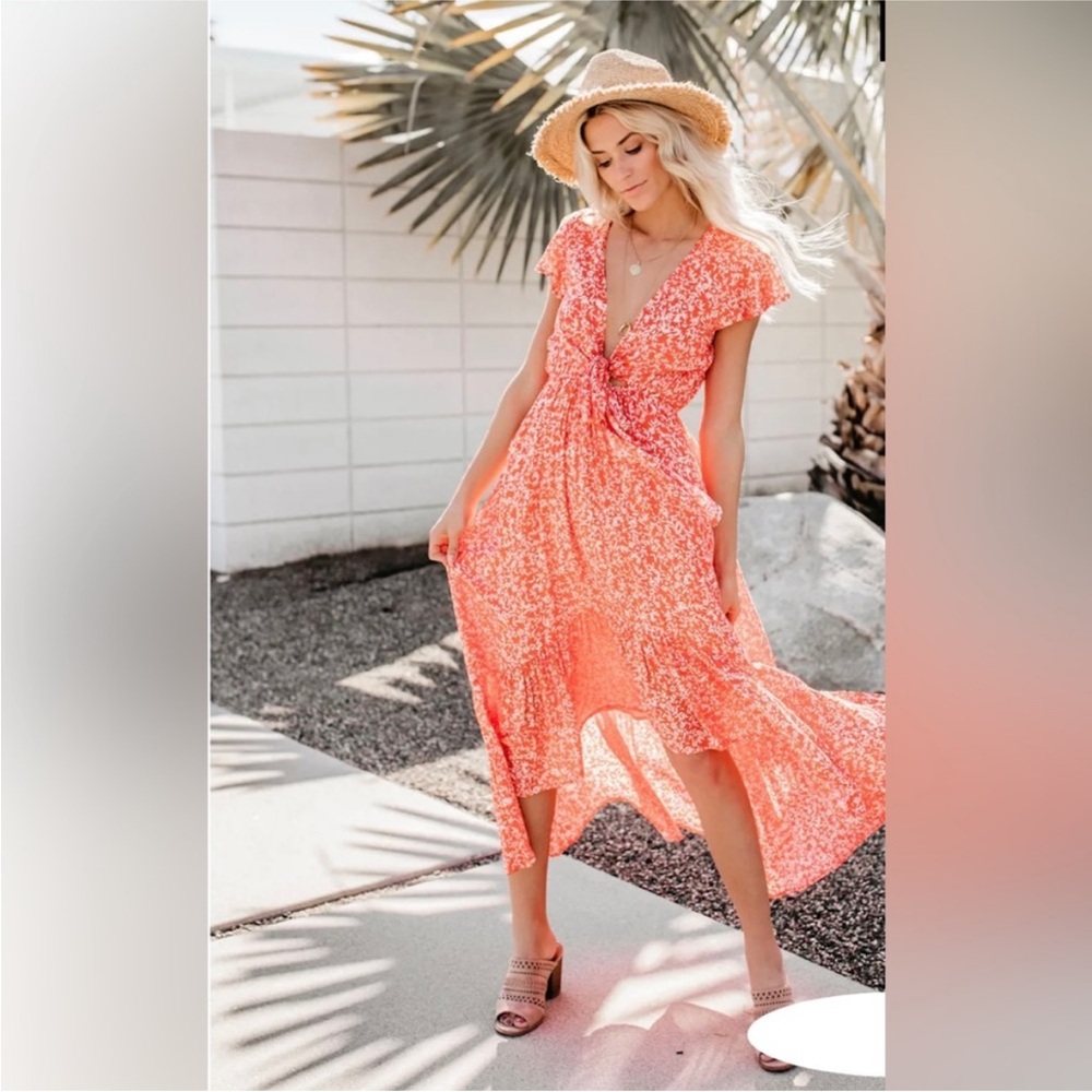 Floral Coral Maxi Dress